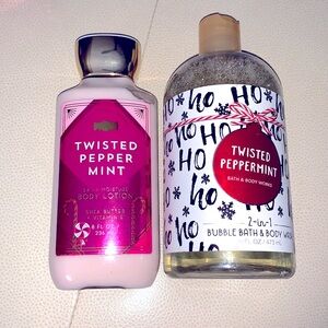 Victoria’s Secret Twisted Peppermint Bubble Bath Shower Gel Lotion Set Fresh